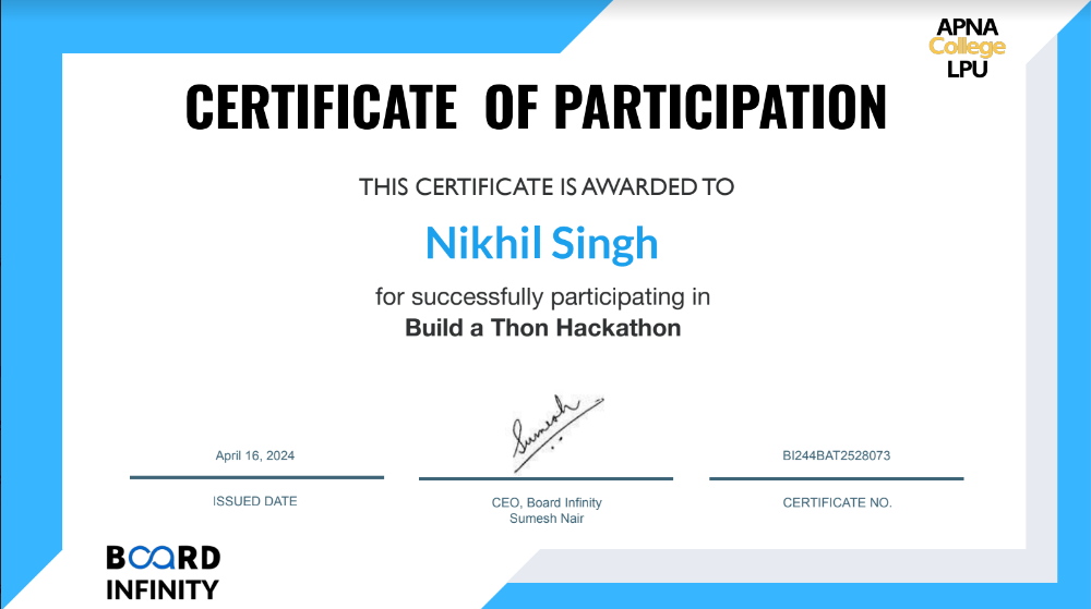 Mr. Nikhil Singh's — Personal Portfolio